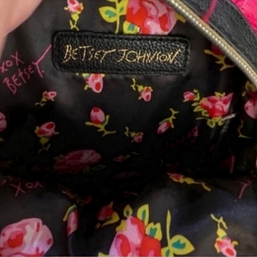 Adorable Betsey Johnson Pink, Black and White Mini Leather Backpack - Picture 3 of 3